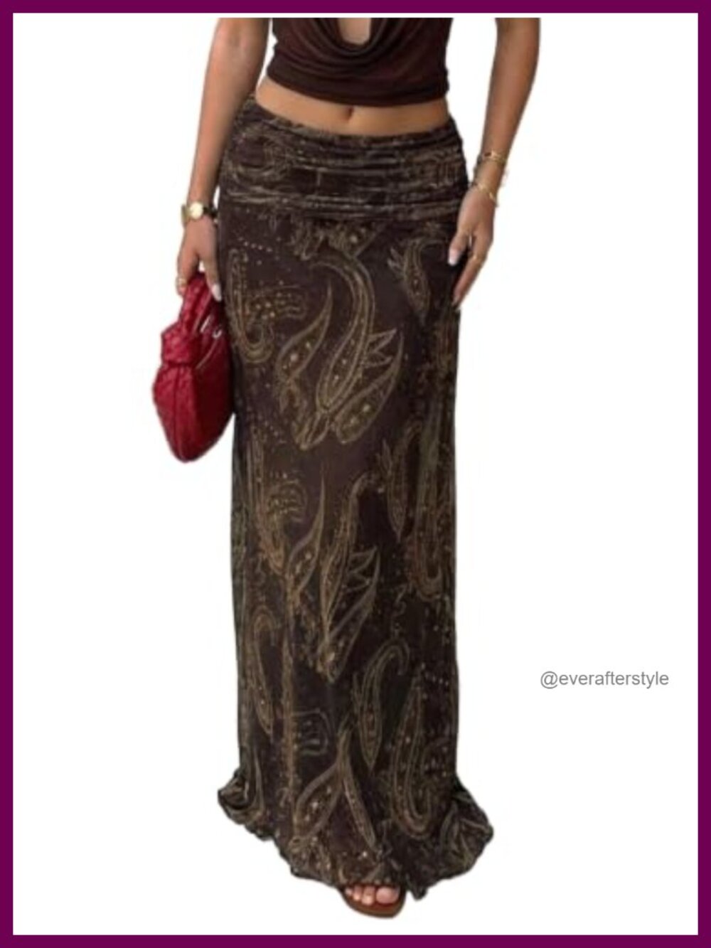 Boho Maxi Skirt Low Rise Hippie Retro Polyester Blend Women's